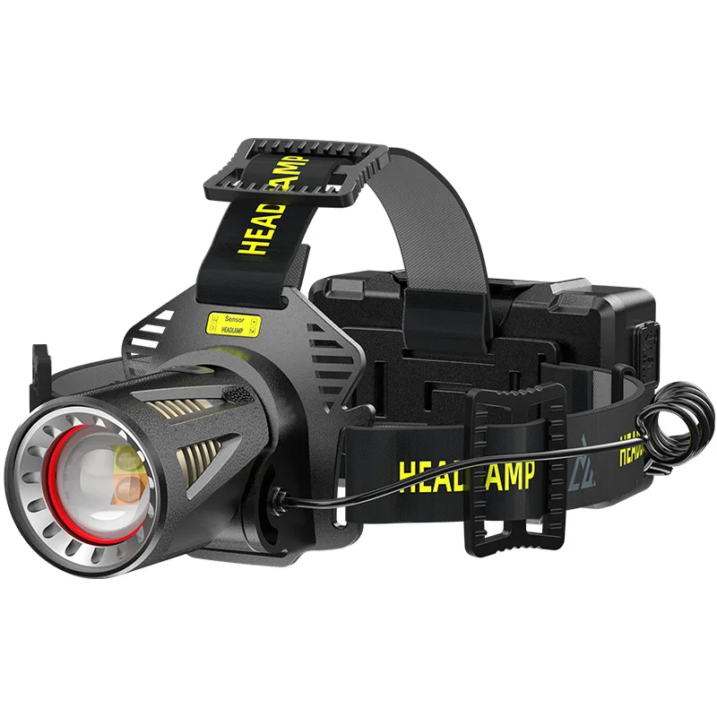 30W XHP50 LED Hunting Headlamp Motion Sensor White Yellow Fishing Head Torch Light Zoom Camping Emergency Spotlight Floodlight