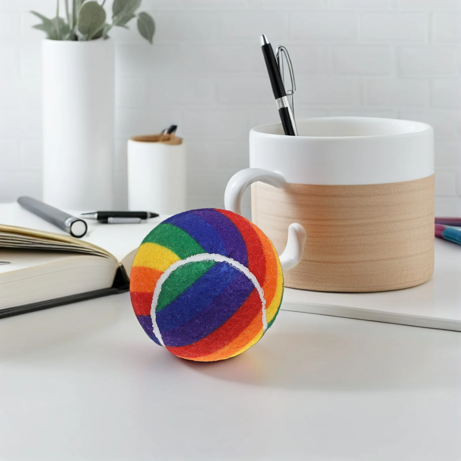 

3pcs Rainbow Tennis Balls Bouncy Rubber Dog Elastic Training Balls For Outdoor Play Fetch Chew-Resistant Colored Pet Interactive