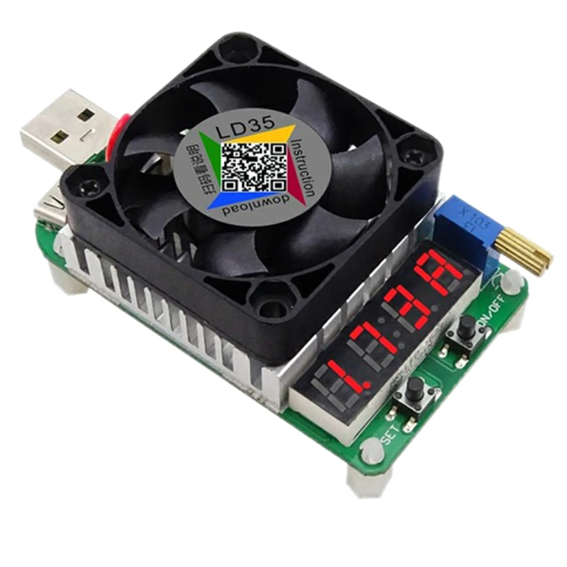 Electronic Load Resistor Usb Interface Discharge Battery Test Led Display Fan Adjustable Current Voltage 25W/35W(Ld35)