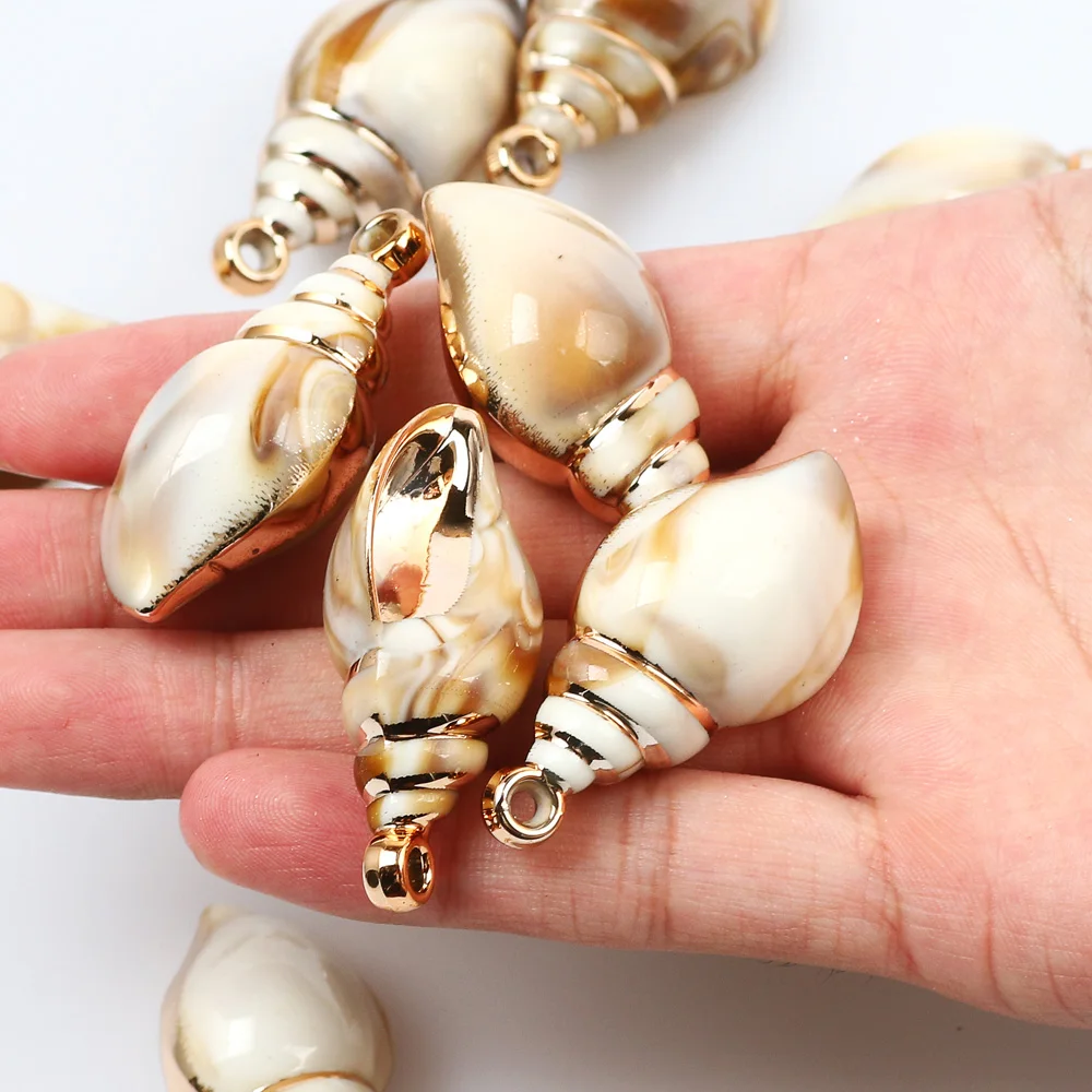 Shell Conch Shape Acrylic Pendant Beads Loose Beads For Jewelry Making Diy Handmade Keychain Earrings Necklace Bracelet Supplies