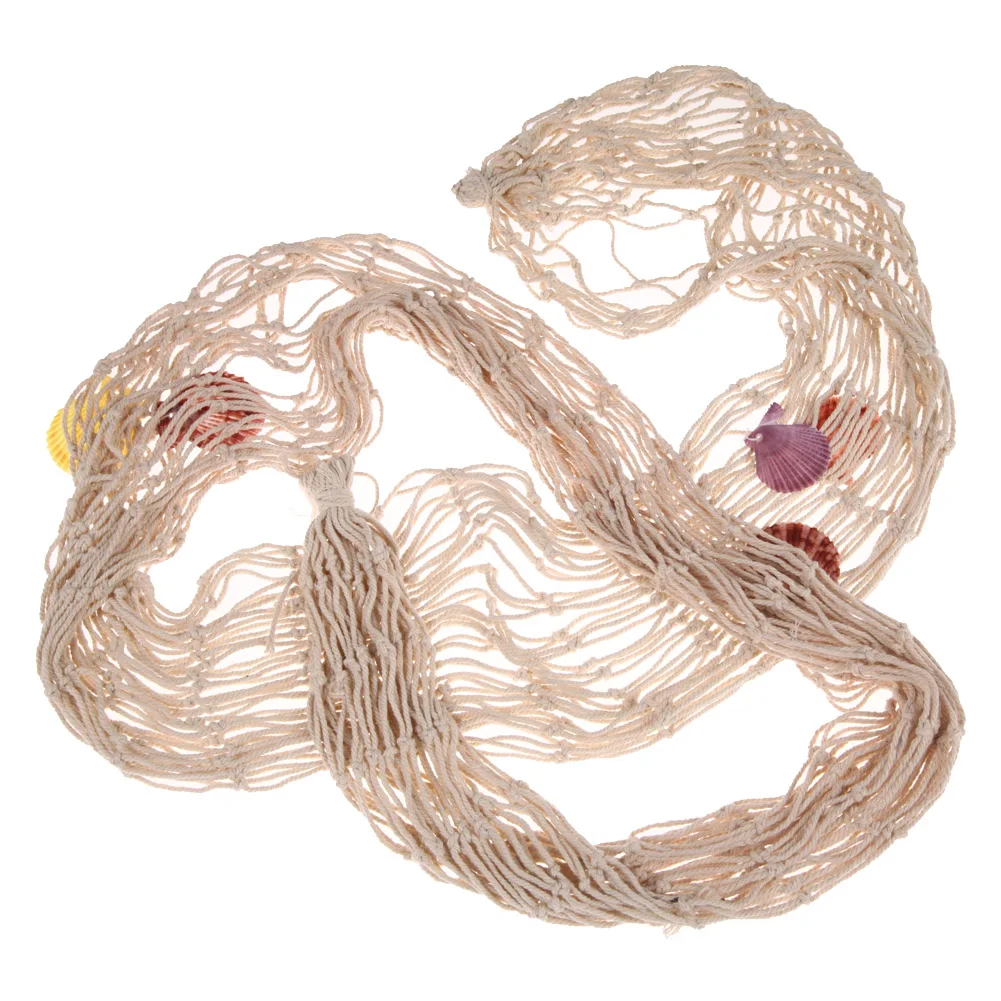 شبكة صيد بحرية لتزيين الحائط، شبكة صيد السمك، ديكور معلق على الحائط مع قذائف على طراز البحر الأبيض المتوسط، ديكور شبكة السمك للاستخدام الداخلي والخارجي #6