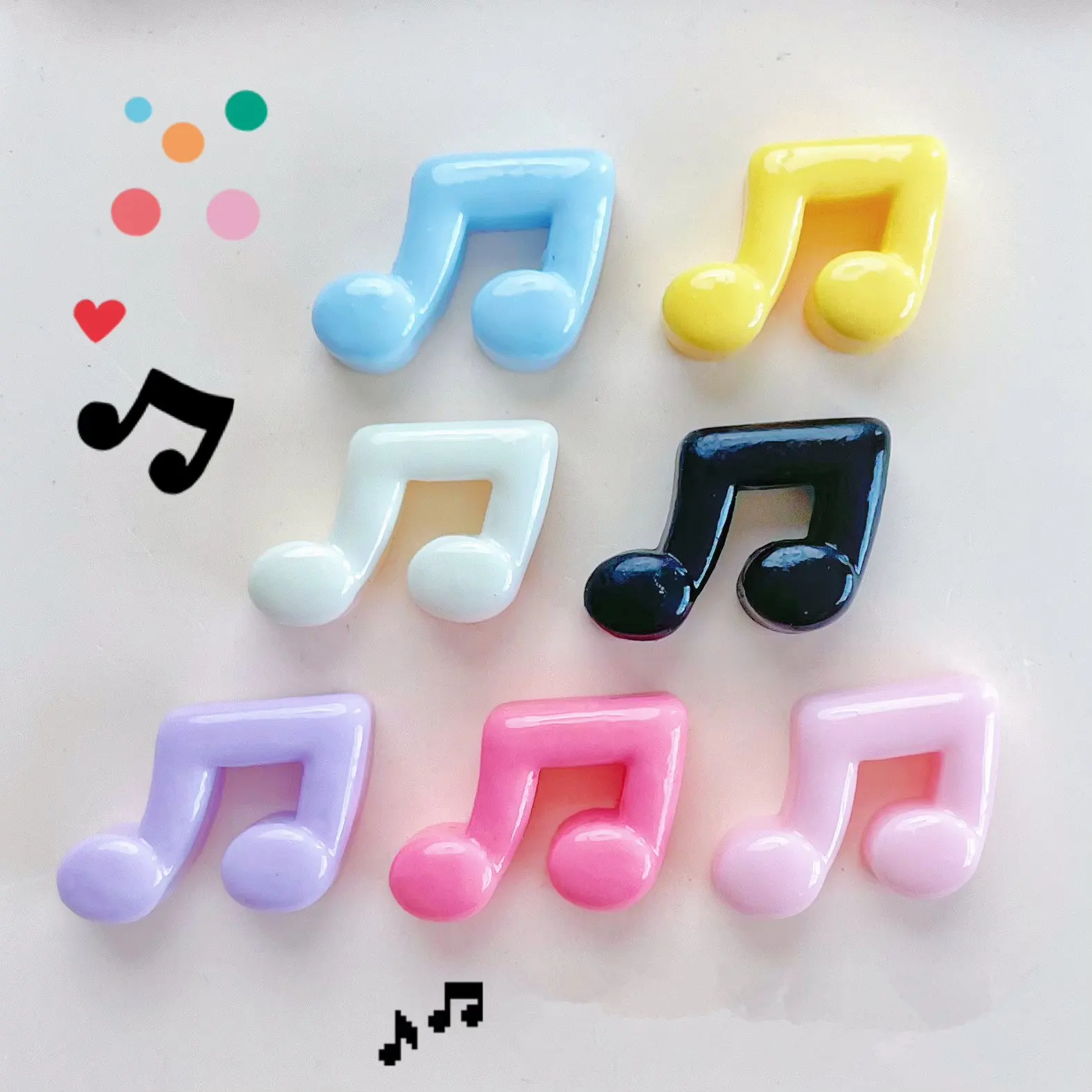 20-50Pcs Mini Music Symbol Resin Flatback Ornament DIY Decoration Supplies Patch Hairpin Key Chain Jewelry Making Accessories