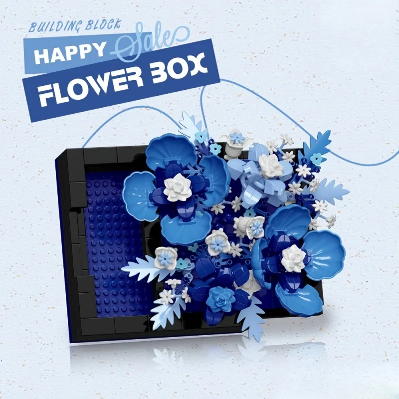 4 Styles Rose Building Blocks Kit, Challenging Construction Toy for Adults, Ideal Valentine's Day Gift