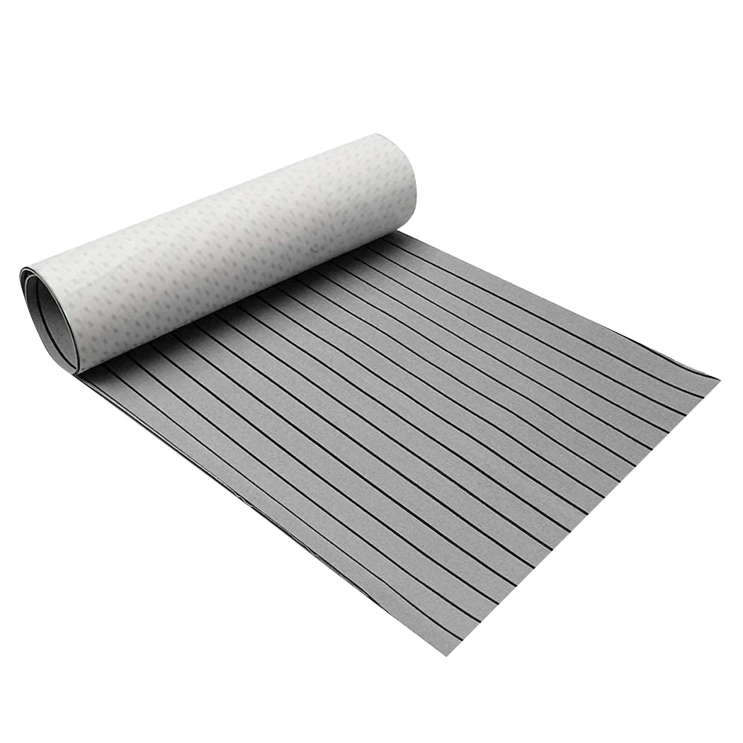 2400X600x6mm EVA Teak Deck Board For Yachts Rv, Non-Slip And Self-Adhesive Beveled Edges(Light Grey With Black)-A99D