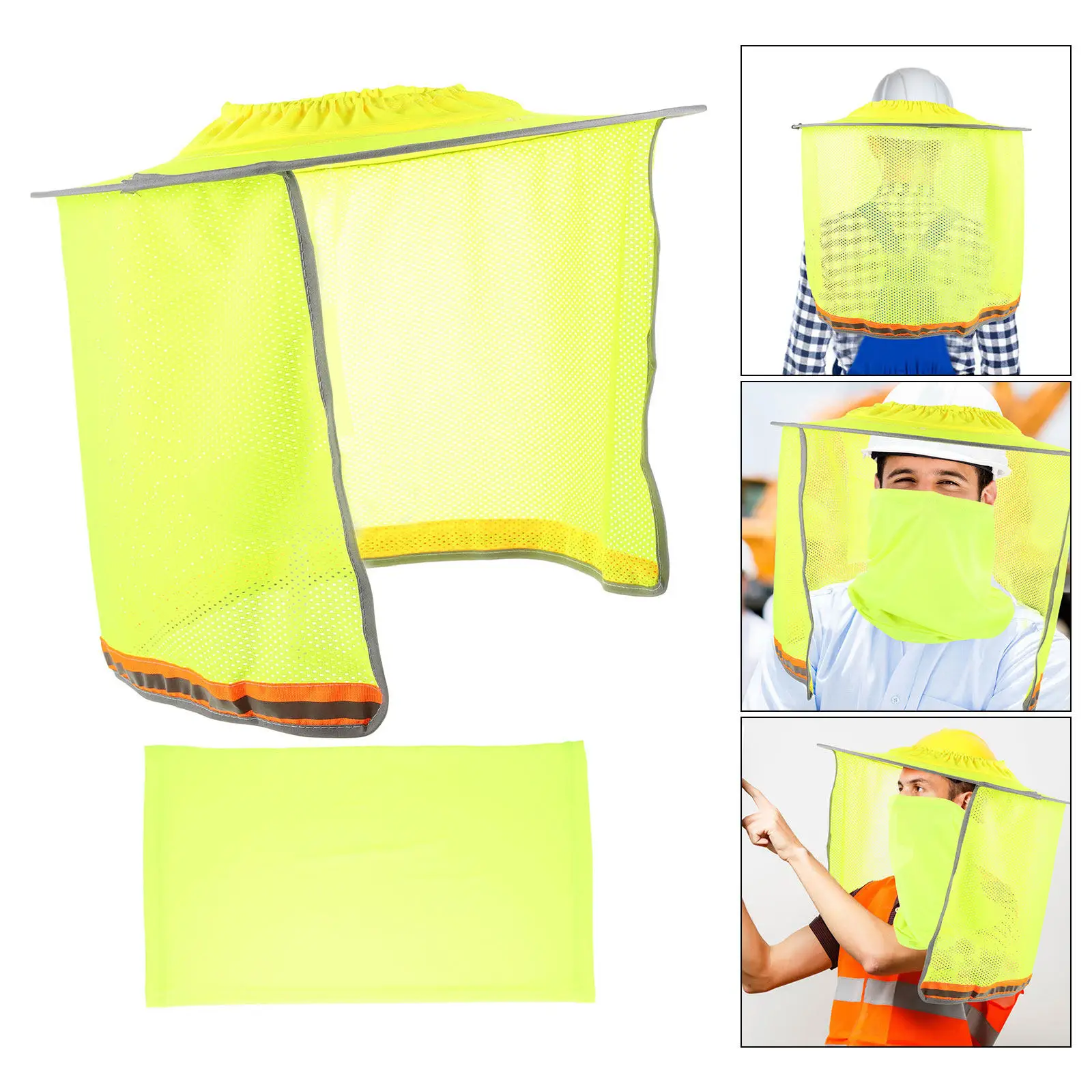 Hard Hat Visor Full Brim Sun Shade Neck Cover Adjustable Elastic Band Wide Mesh Ventilation Uv Protection Construction Safety