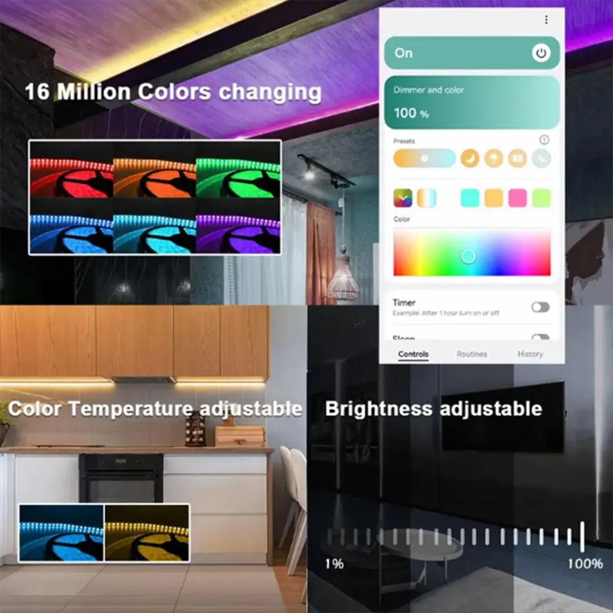 * يوم واحد المادة واي فاي RGBCW تحكم شريط LED ذكي تيار مستمر 12 فولت 24 فولت باهتة ل أليكسا جوجل المنزل Homekit Smartthings App التحكم #6