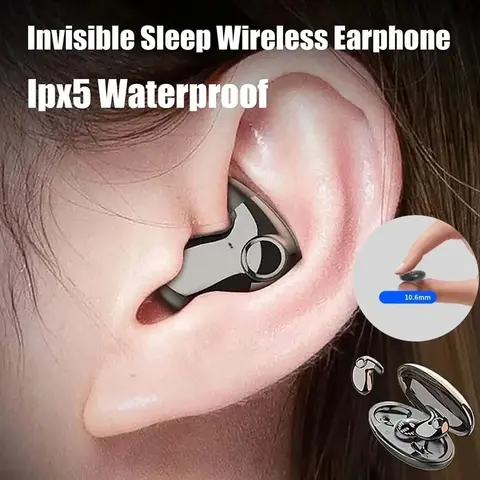 수면 보이지 않는 스테레오 헤드셋 IPX5 방수 무선 블루투스 이어폰 이어 버드 (전화 용 마이크 포함) 블루투스 5.3 헤드폰