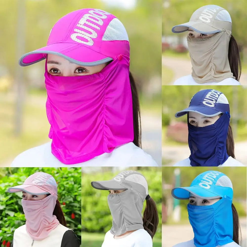 Summer Women Sunshade Sun Hat UV Protection Wide Brim Shade Hat Detachable Breathable Neck Face Baseball Cap Visor