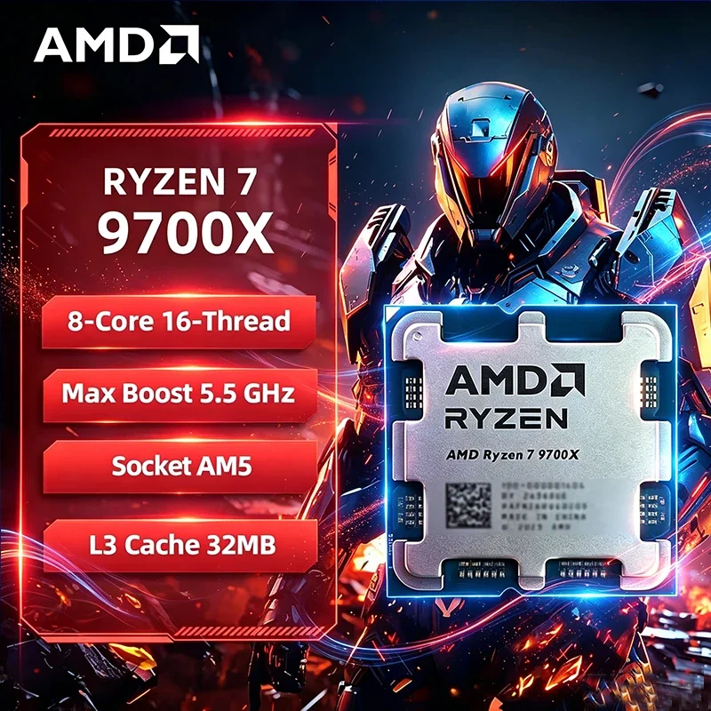 

AMD Ryzen 7 9700X AMD R7 9700X CPU 8-Core 16-Thread 5.5GHz Unlocked Desktop Processor Socket AM5 Gaming CPU Loose Pieces