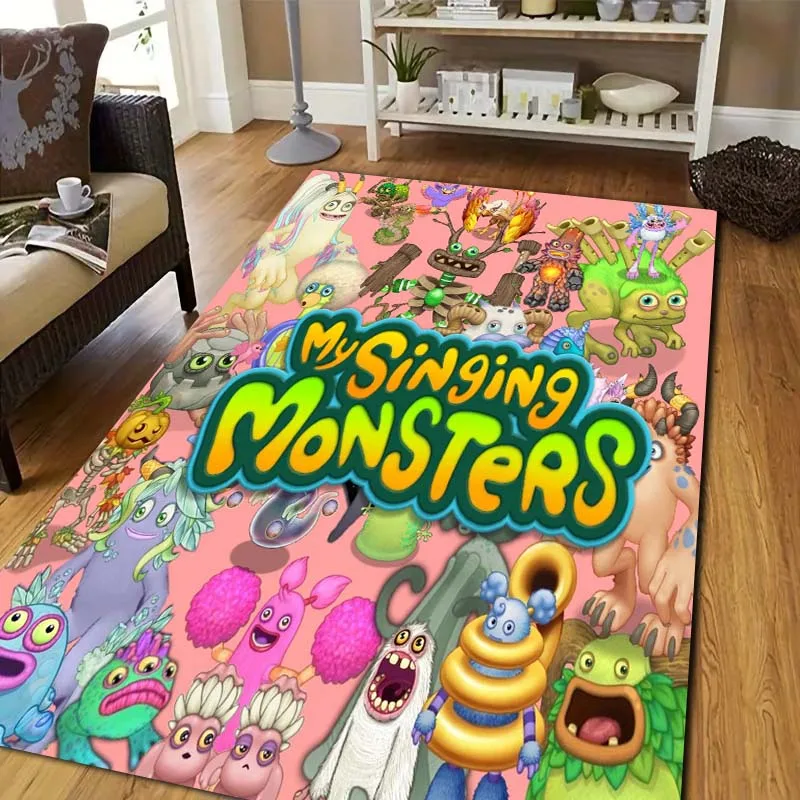 3D Cartoon My Singing Monsters Print Carpet Non Slip Area Rug Children Bedroom Floor Mat Home Living Room Decor Game Fan Gift