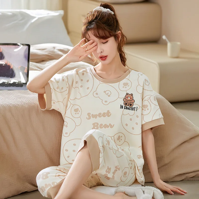 

Pajama Pants Set Women's Clothing Homewear Summer Thin Cartoon Comfortable Casual Stylish Simple Breathable Cool Loose Fit Large