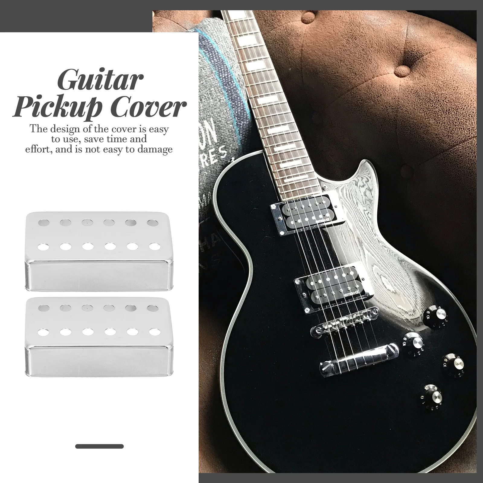 

2Pcs Electric Guitar Copper Cover 50mm+52mm Silver Protective Pickup Dust Covers Humbucker Accessories Musical Instrument