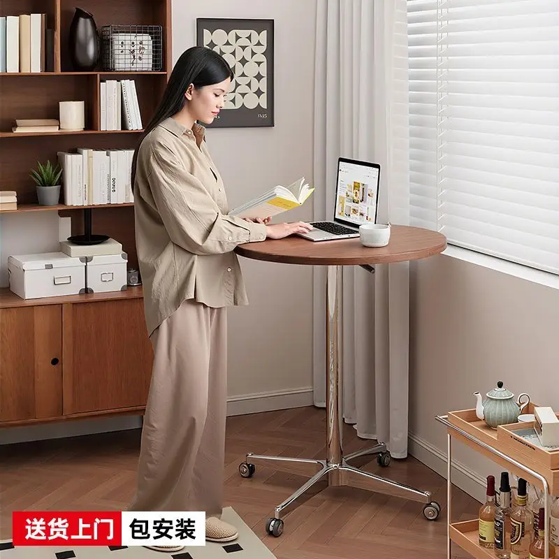 Lifting movable dining table, dual-purpose household small apartment multi-functional desk