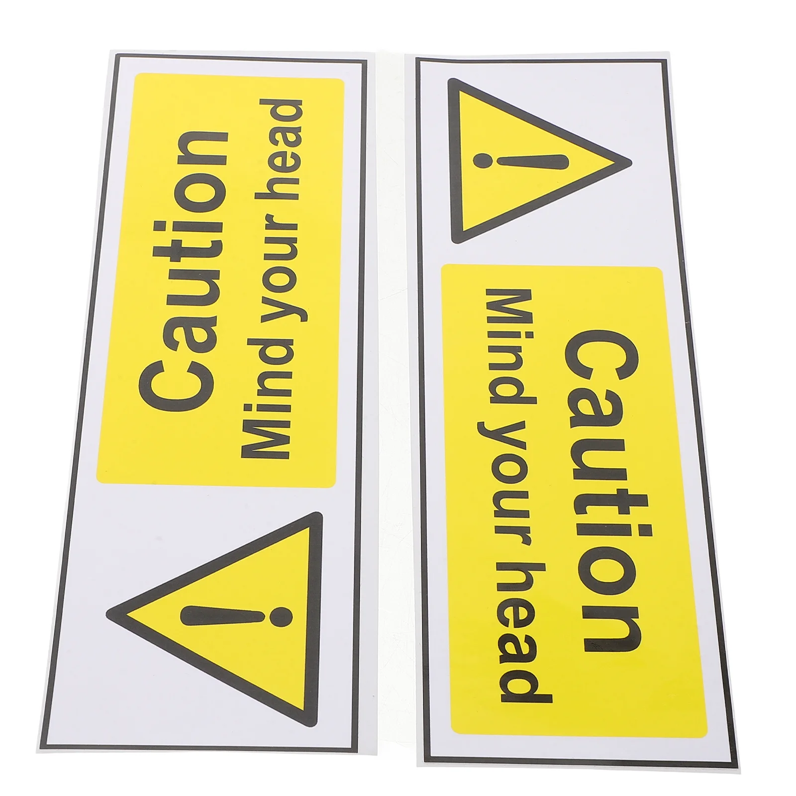 Safety Warning Signs Caution Rótulo mecânico, Mind Your Head Sticker, Papel sintético PP, 2 folhas