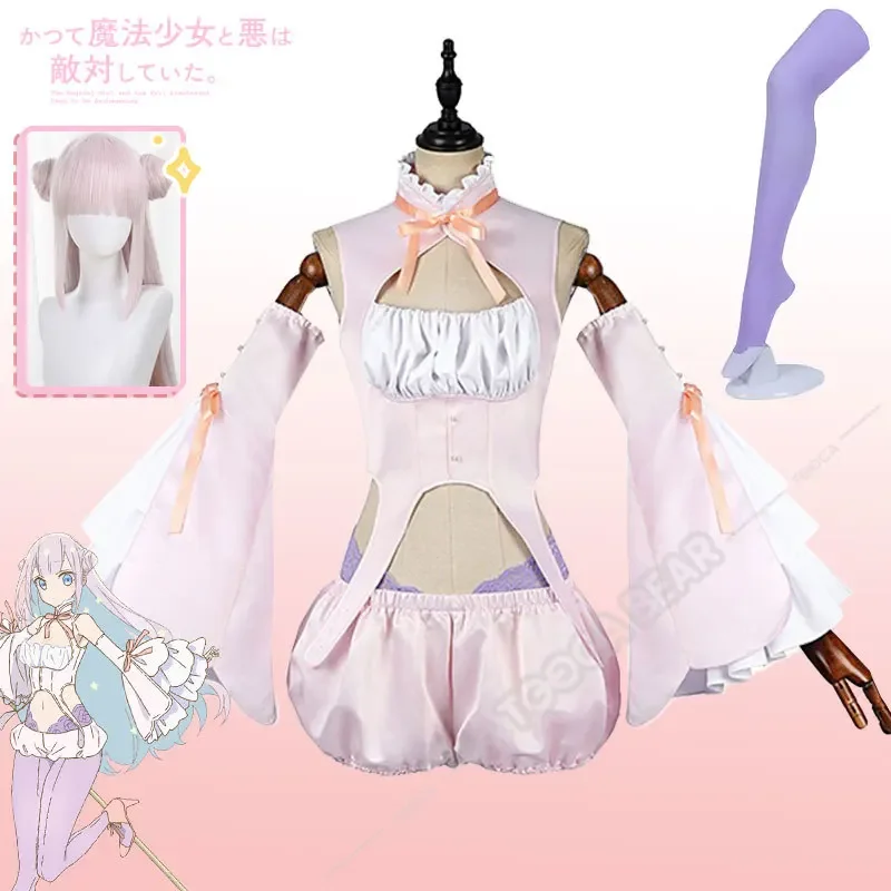 Byakuya Mimori Cosplay Costume Wig Anime MahoAku The Magical Girl and the Evil Lieutenant Used to Be Archenemies Uniform