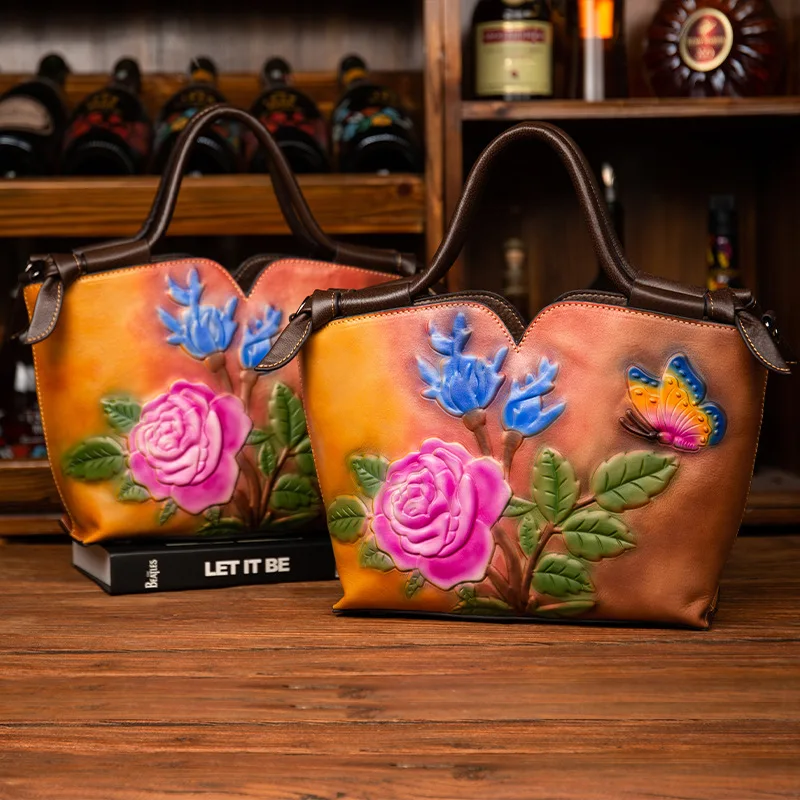 Borsa a tracolla in pelle da donna nuova Borsa a tracolla retrò da donna in primo strato di pelle bovina Borsa da donna alla moda europea e americana