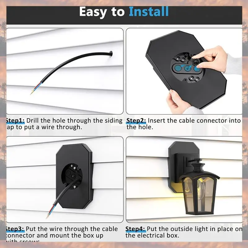 

2025 Trend 2X Siding Mounting Kit, 8141DBL Light Mounting Block, Siding Mounting Plate For Lap Double And 4 Inch Siding Black