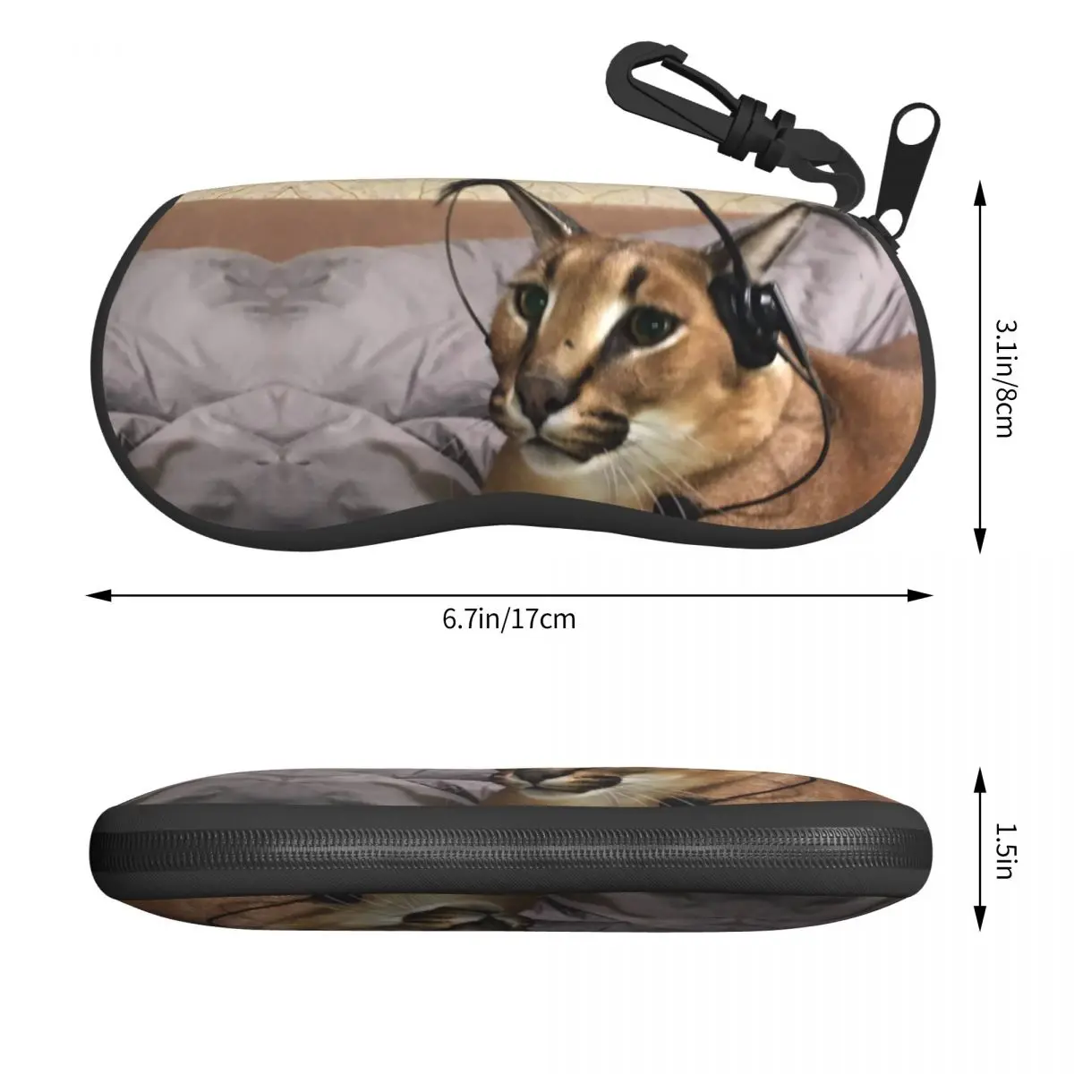 Big Floppa Eyeglass Glasses Case Men Women Soft Funny Caracal Cat Sunglasses Protective Pouch