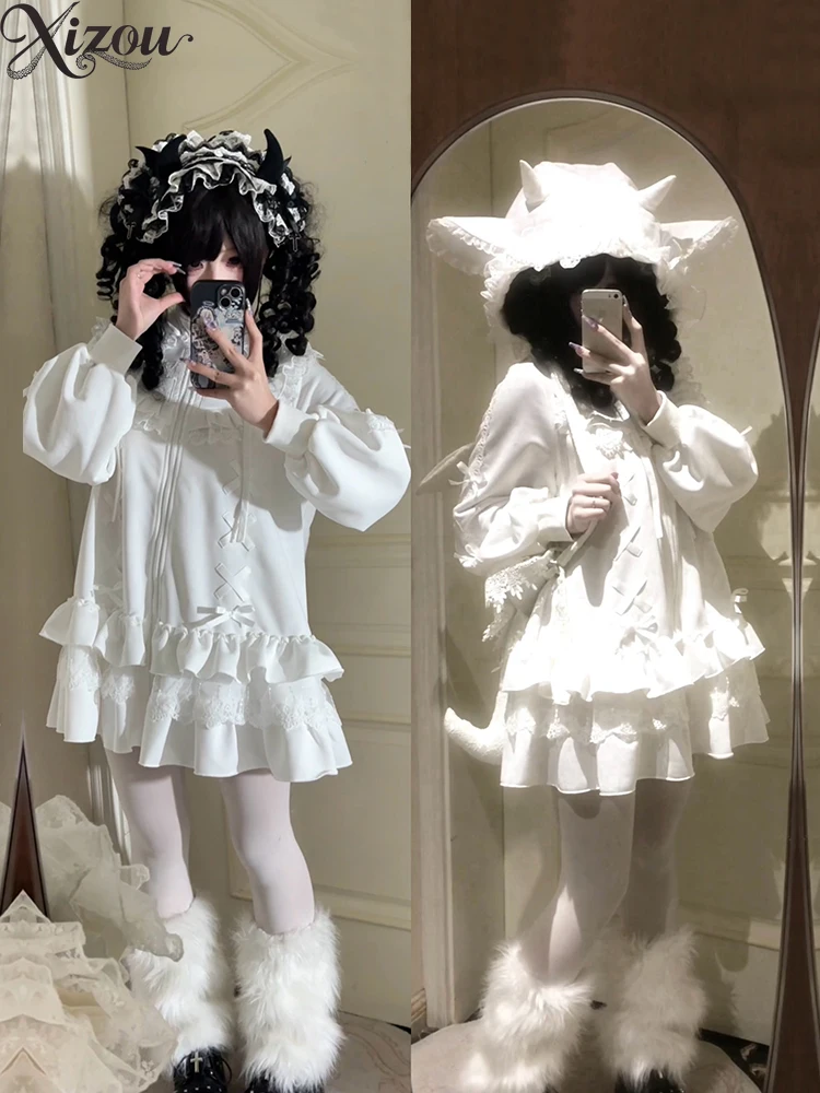 Felpe con cappuccio larghe da donna Cappotti Giacche Lolita dal design originale Giacca in felpa casual dolce e fresca Autunno Inverno 2025