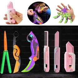 Cuchillo de garra de mariposa de plástico con impresión 3D, cuchillo de zanahoria gravity, juguete de descompresión, tarjeta de empuje de descompresión para niños, juguete pequeño, nuevo