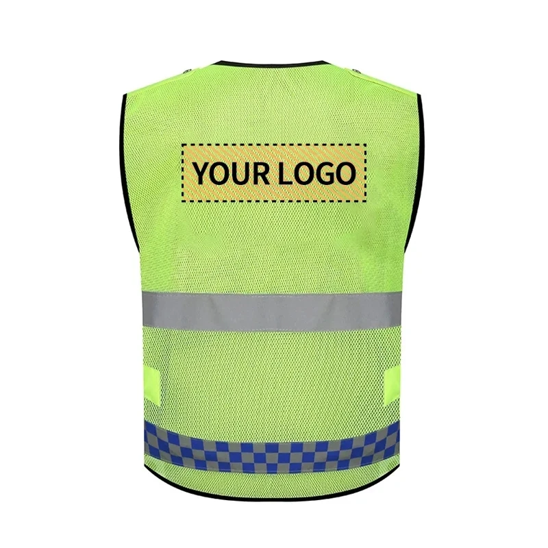 High Visibility Reflective Vest Zippered Night Work Clothes Traffic Safety Clothing Motorcycle Reflective Vest