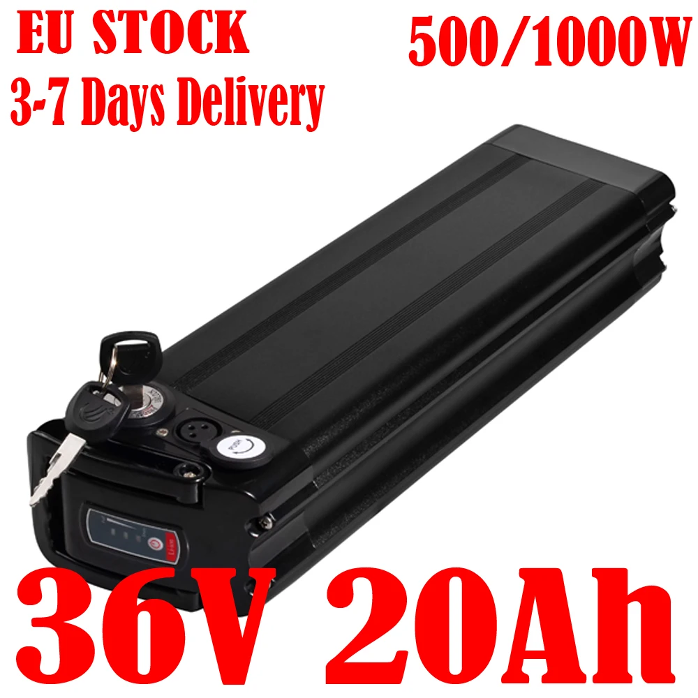 ebike battery 36v 10ah 13ah 15ah 18ah 20ah silver fish electric bicycle lithium battery  For 500w 1000w electric bike scooter