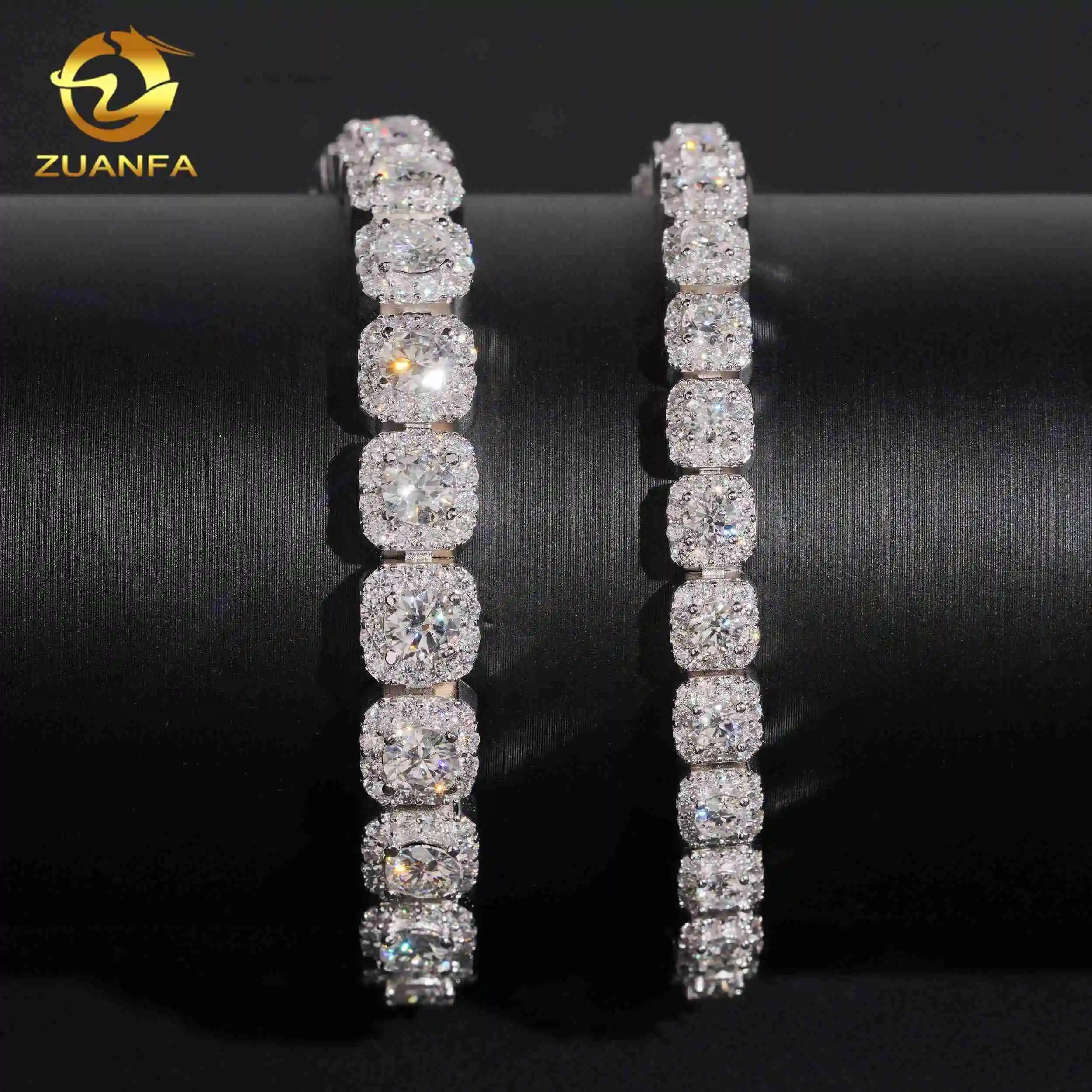 New Arrivals Hip Hop Style 925 Sterling Silver Pass Diamond Tester 6mm 8mm Cluster Tennis Bracelet，