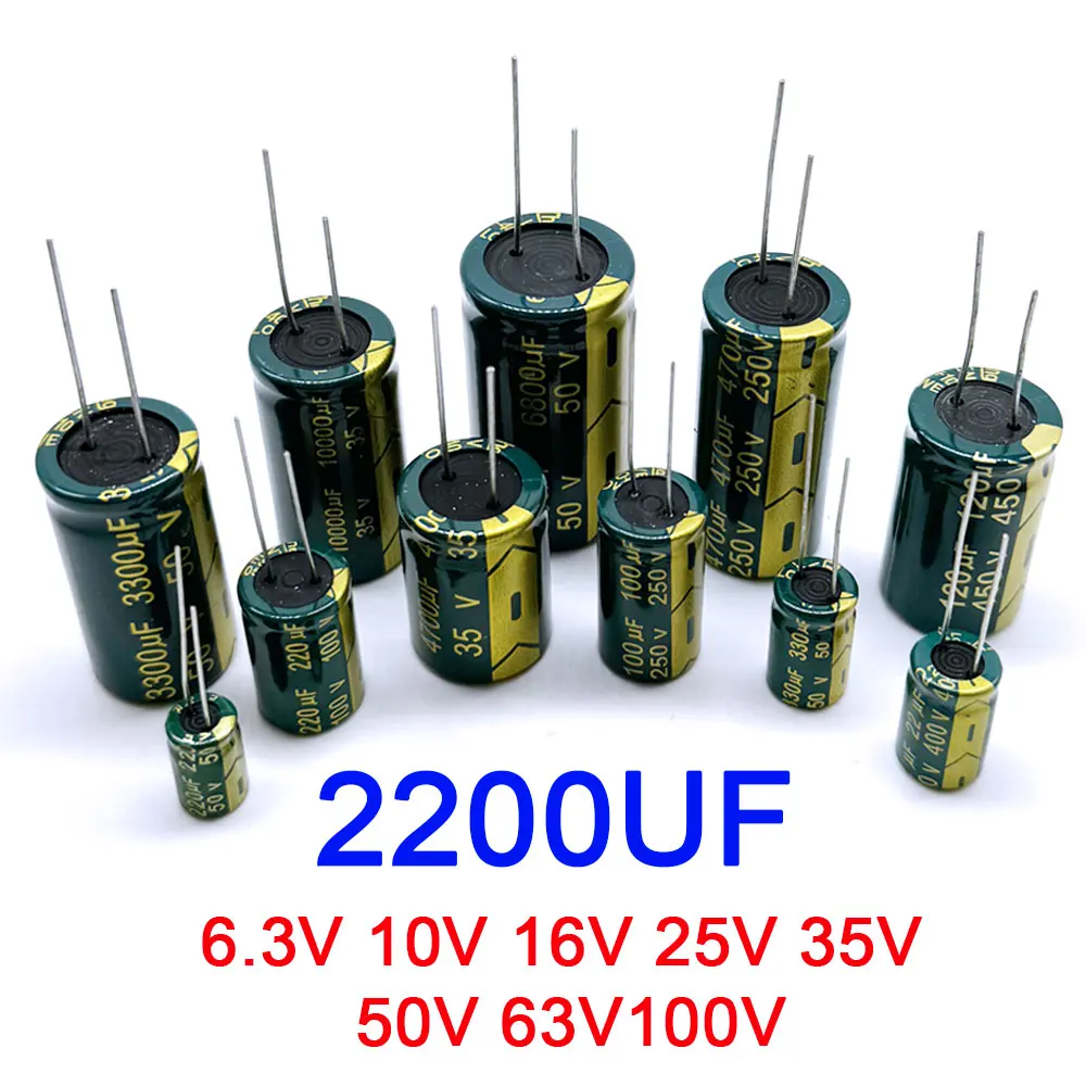 2200UF 6.3V 10V 16V 25V 35V 50V 63V 100V High Frequency Low ESR Aluminum Capacitor 20%  High Frequency Electrolytic