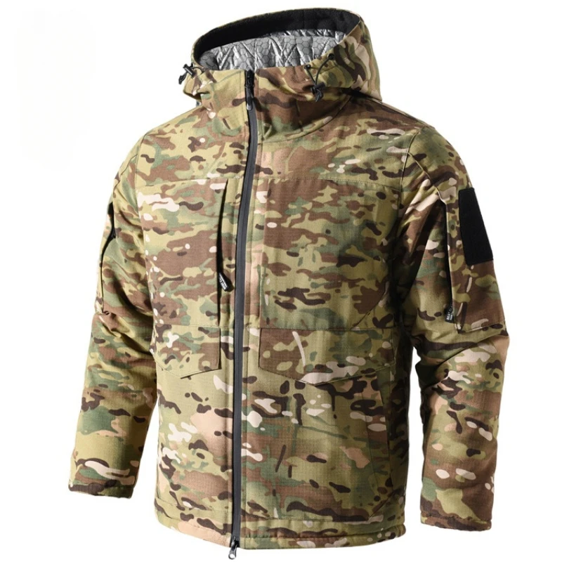 Men Heating Tactical Jacket Autumn Winter Warm Hooded Cotton Coat Camouflage Padded Clothes Outdoor Thermal Hiking Sports Jacket