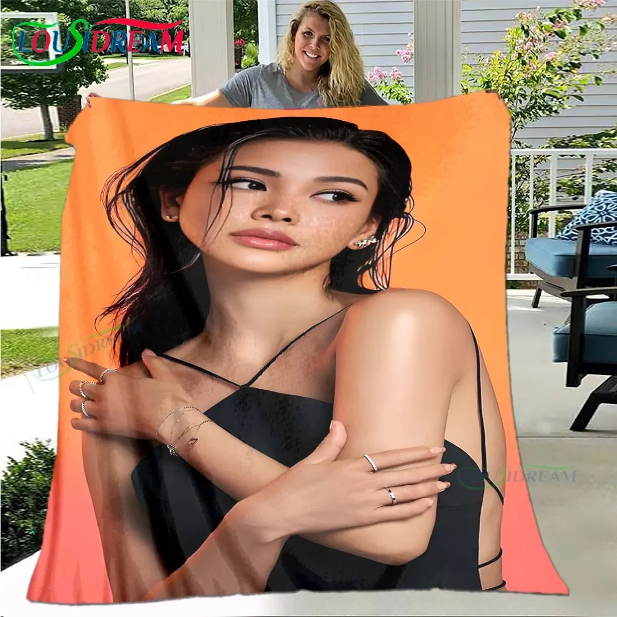 

Hot Pop Female Sexy Actor Engfa Waraha Print Four Seasons Blanket Sofa Cover Travel Bed Plush Blanket Travel Office Break Gift
