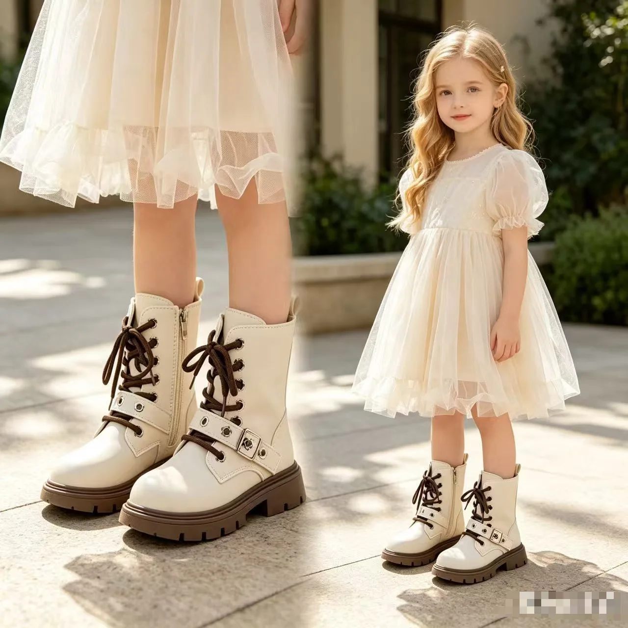Children Autumn Winter Non-Slip Soft-Soled Combat Boots Girl Zipper Fleece Short Boots Comfortable Warm Casual Fashion Boots Kid