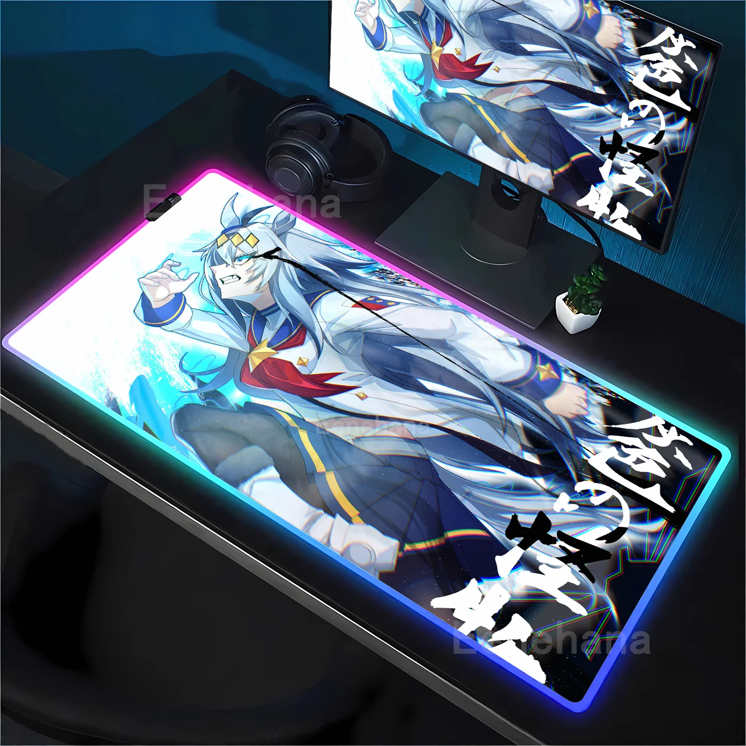 

RGB Mouse Pad Umamusume Pretty Derby Oguri Cap Large XXL Anime cute Girl Mousepad PC office backlight HD Printing LED Desk Mat