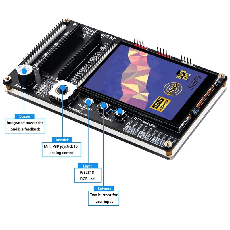 Imagem -02 - Luzes Indicadoras Led Kit Placa de Expansão Raspberry pi Pico w 3.5 Touch Screen