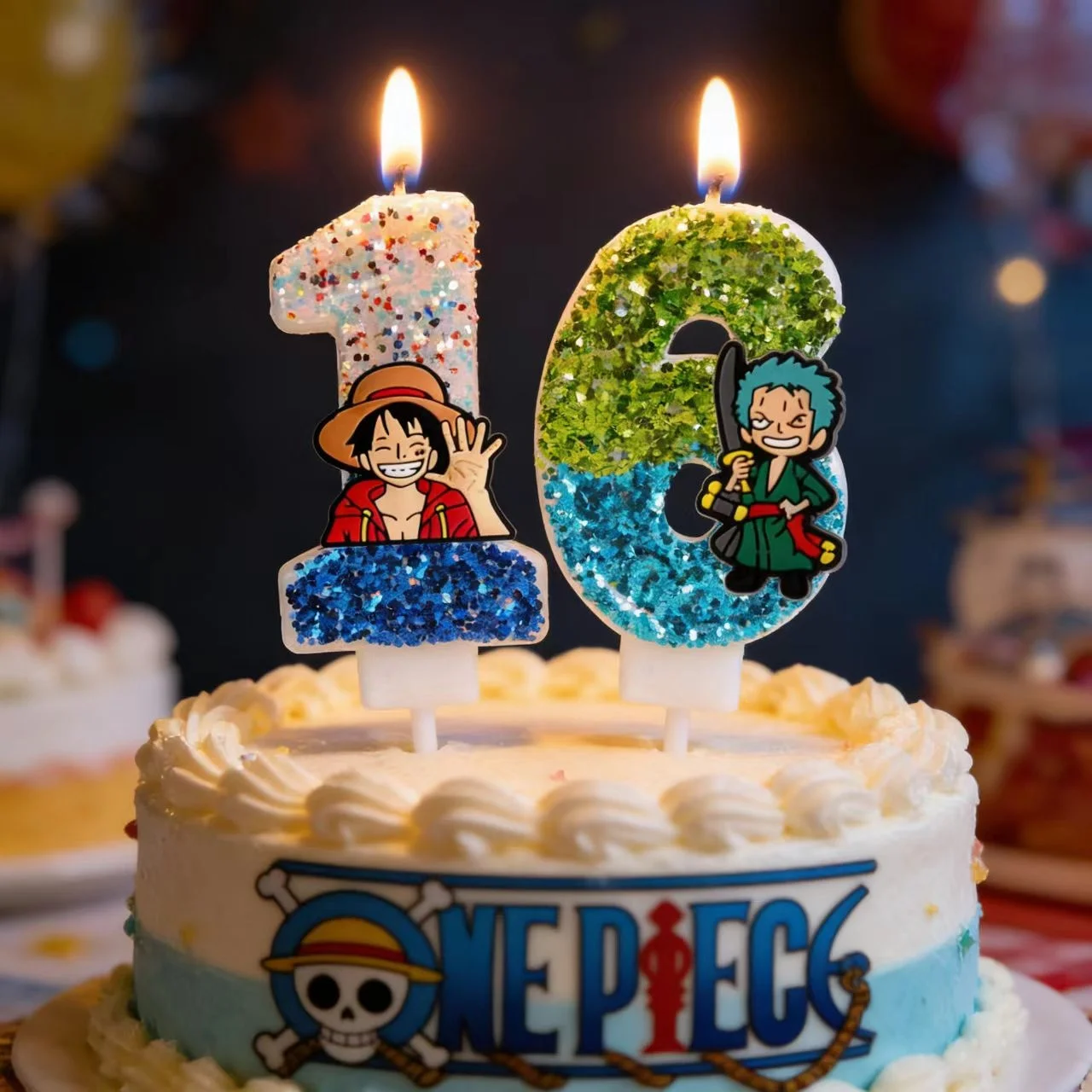 Velas de Luffy y Zoro de One Piece, Adorno para Pastel, Velas de Anime de Dibujos Animados, Decoraciones de Cumpleaños para Niños