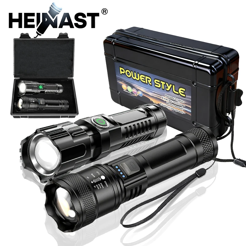 High Strong Power Led Flashlights 2000LM Tactical Torch with Display Light USB Charging Camping Fishing Emergency Zoom Lantern
