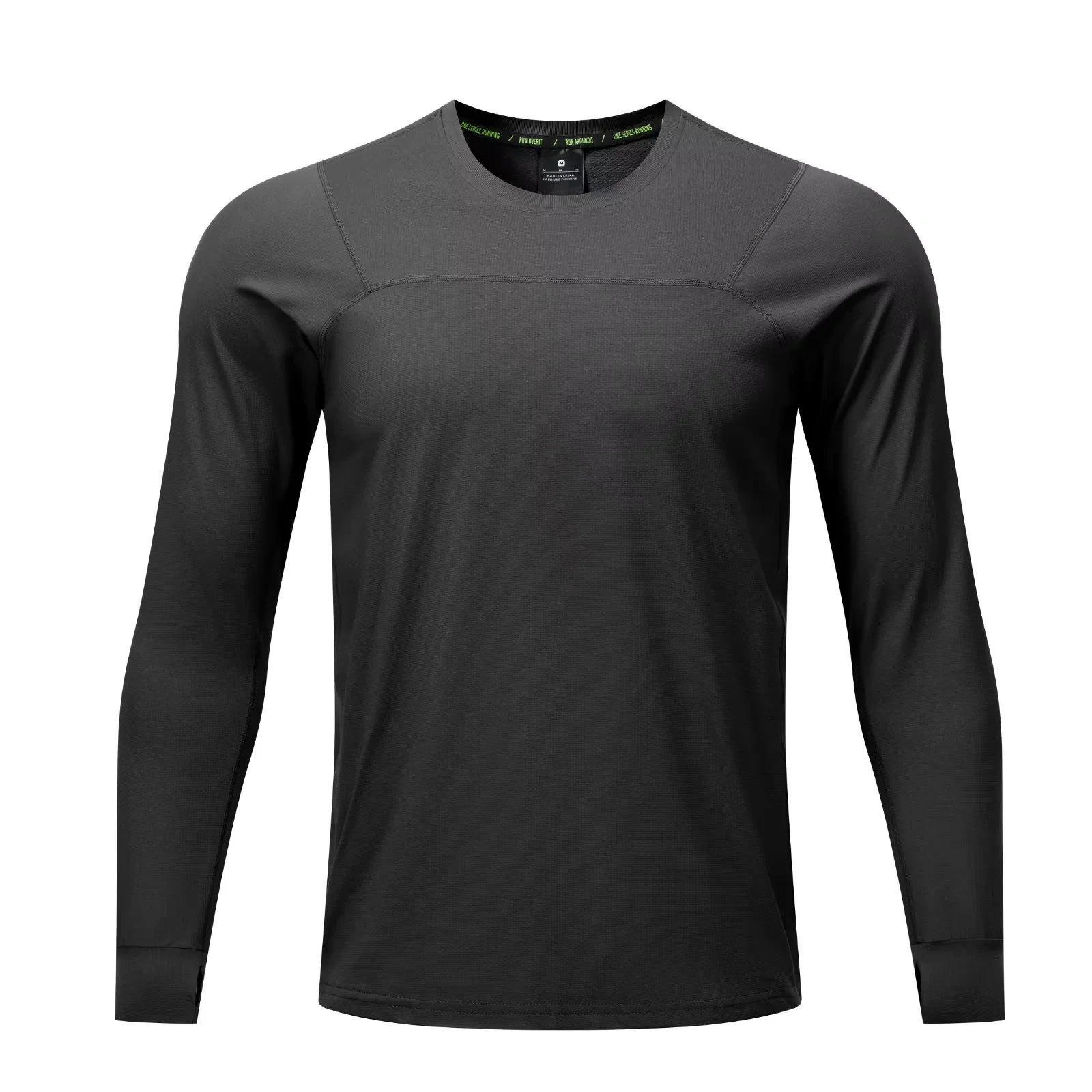 Mens Autumn Winter Marathon Running Long Sleeve T-Shirt – Quick Dry Loose Fit Outdoor Sport Pullover with Thumb Holes and Pocket