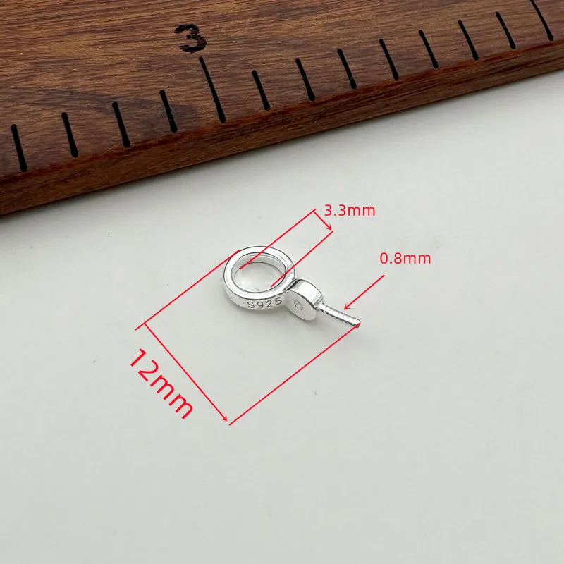 1 Piece S925 Sterling Silver Pearl Hanging Plate Needle Round Beads Pendant Buckle Jewelry Accessories Making