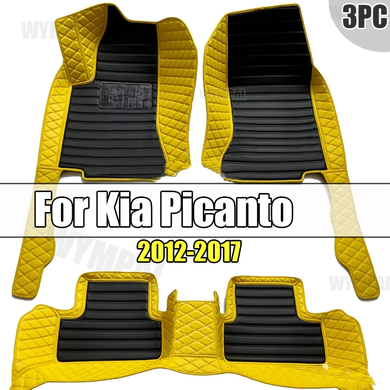 Leather Car Floor Mats For Kia Picanto Morning Grand Eko Taxi JA 2012~2017 5door Anti-dirty Car Mat Tapete Carro Car Accessories