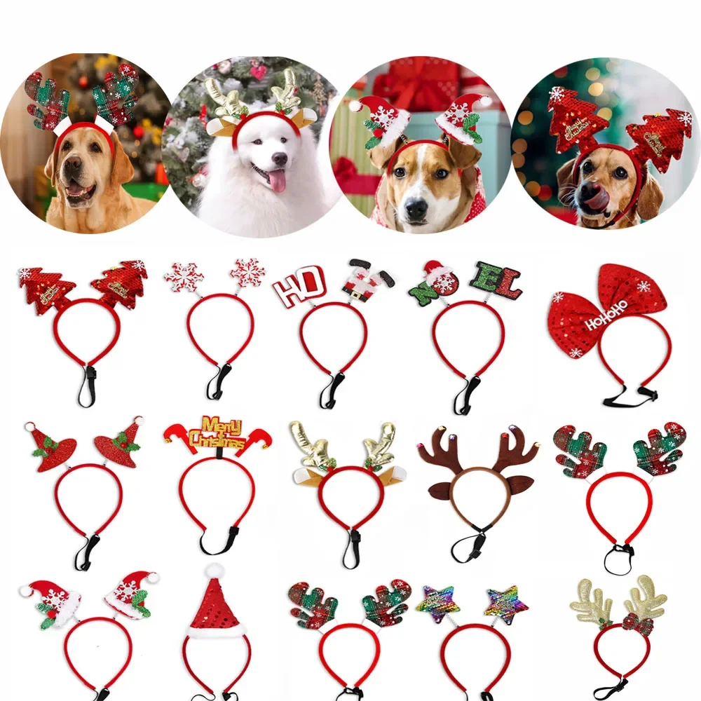 Christmas Dog Cats Cap Hair Accessory Headbands,Pet Xmas Costume Accessories Head Cosplay Props For Small Medium Large Dogs