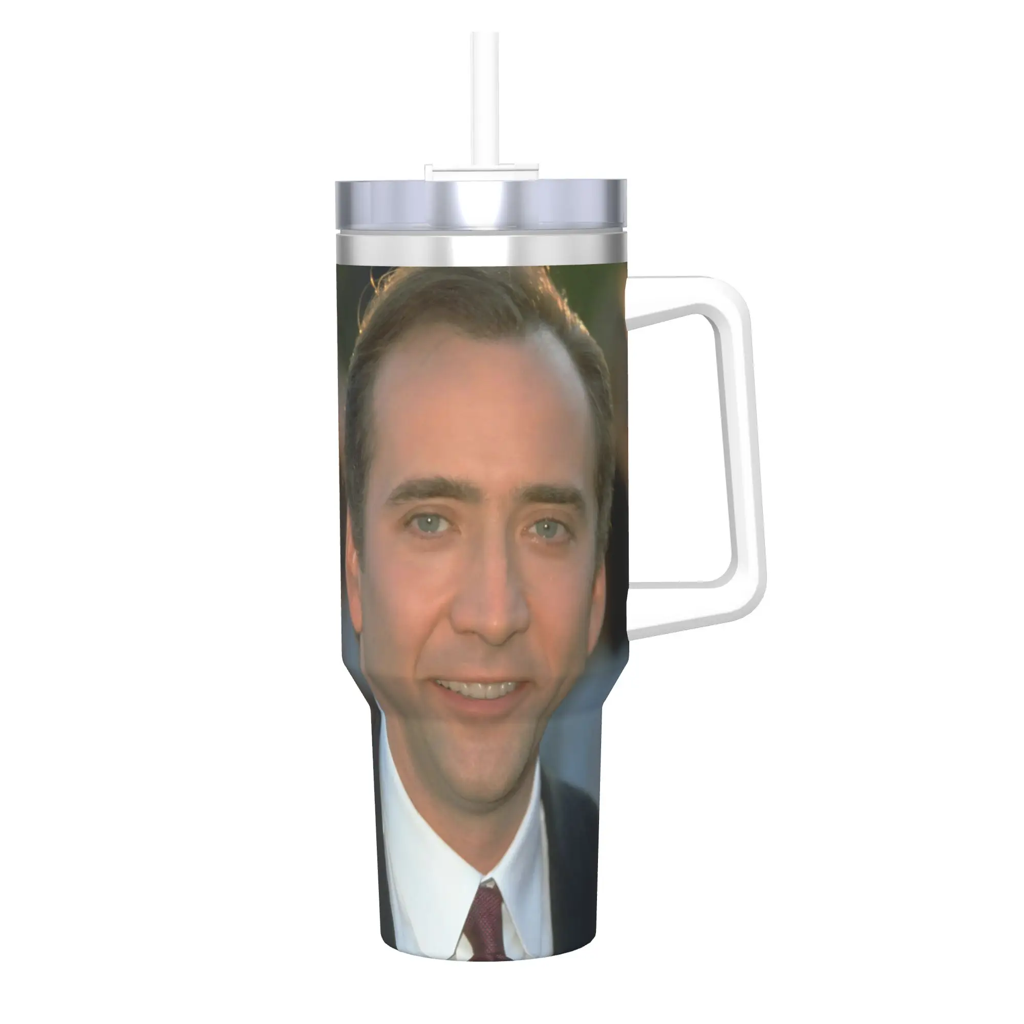 Nicolas Cage Tumbler 40oz Stainless Steel Double Wall Vacuum Insulated  Mug Cups With Straw