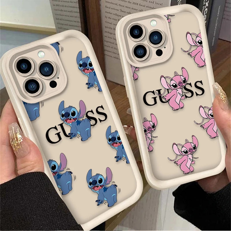 Couple Disney Stitch Case For iPhone 16 15 14 13 12 11 Pro Max X XS X S Max XR SE 2020 7 8 Plus Shockproof Silicone Back Cover