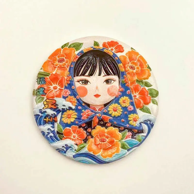 

Quanzhou Tourist Souvenir Fridge Magnet High Aesthetic Personality Creative Cute Girl Decoration Resin 3D Magnetic