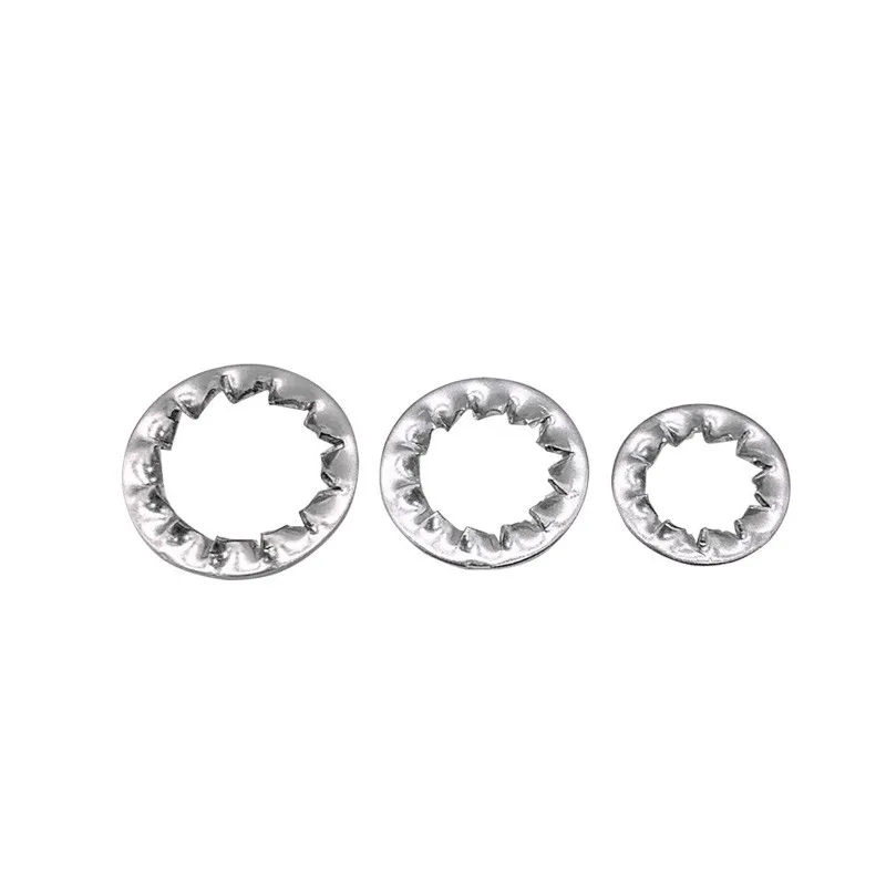100Pcs DIN6798J M3 M4 M5 M6 M8 304 Stainless Steel Washers Internal Toothed Gasket Washer Serrated Lock Washer