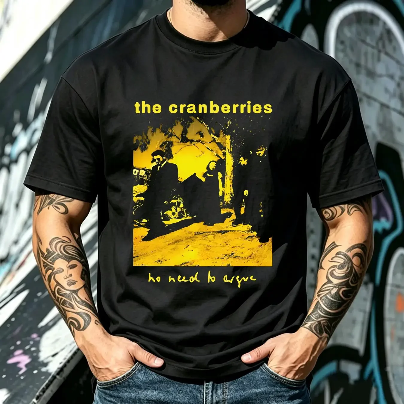 washed T Shirt The Cranberries No Need To Argue basic black classic 90s NH7943 long or short sleeves vintage Washed Soft