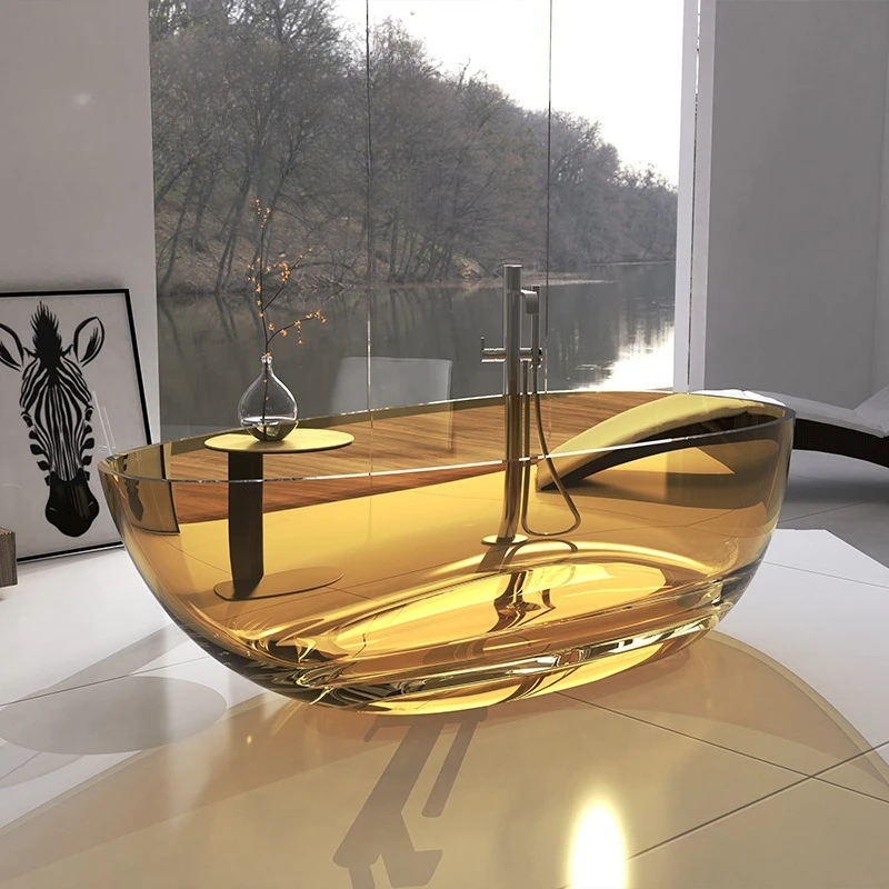 

Transparent resin crystal bathtub Home hotel Homestay Independent bathtub Hotel project Collection bathtub