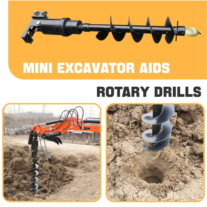Mini Excavator Auger Attachment ，Diameter Hydraulic Drill Bit for 1 Ton Machines, Suitable for Clay and Rocky Soil