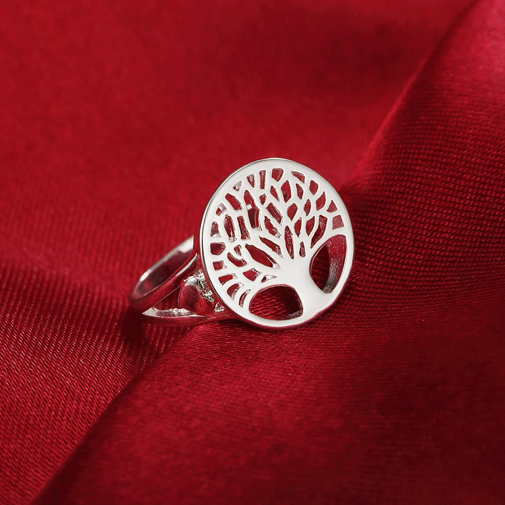 Charms 925 Sterling Silver fine small tree Rings For Women men size 6/7/8/9 elegant Fashion Party wedding Jewelry Holiday gifts