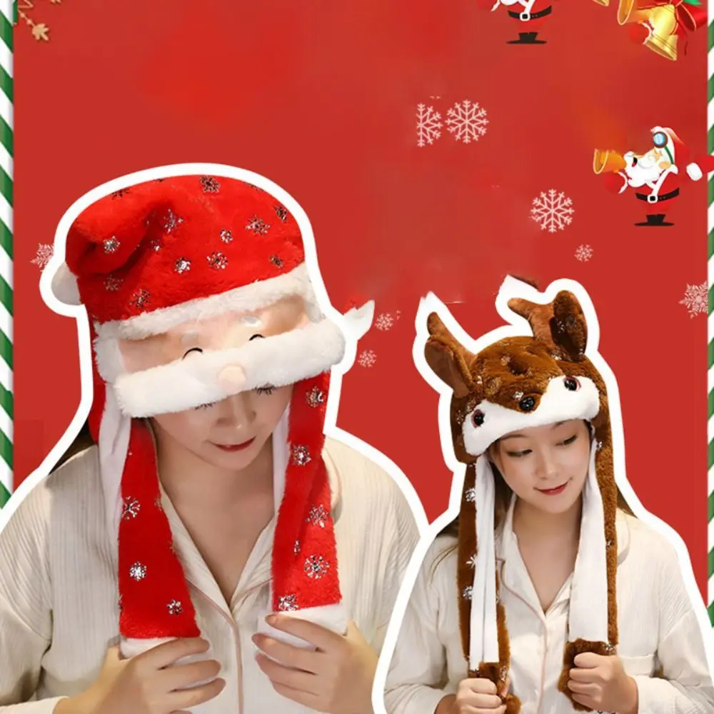 Party Supplies with Ears Will Move Santa Claus Hat with Air Bags Soft Elk Hat Xmas Decoration Kids