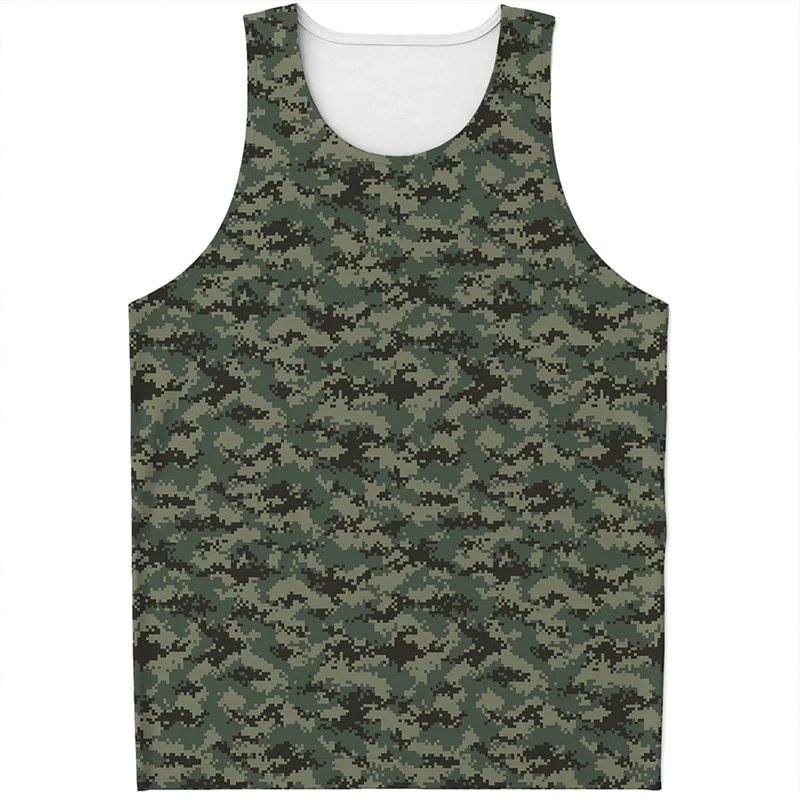 Fashion Camouflage Tank Top For Men Summer 3D Printed Camo Oversized Vest Sports Fitness Quick Dry Sleeveless T-Shirt Tops