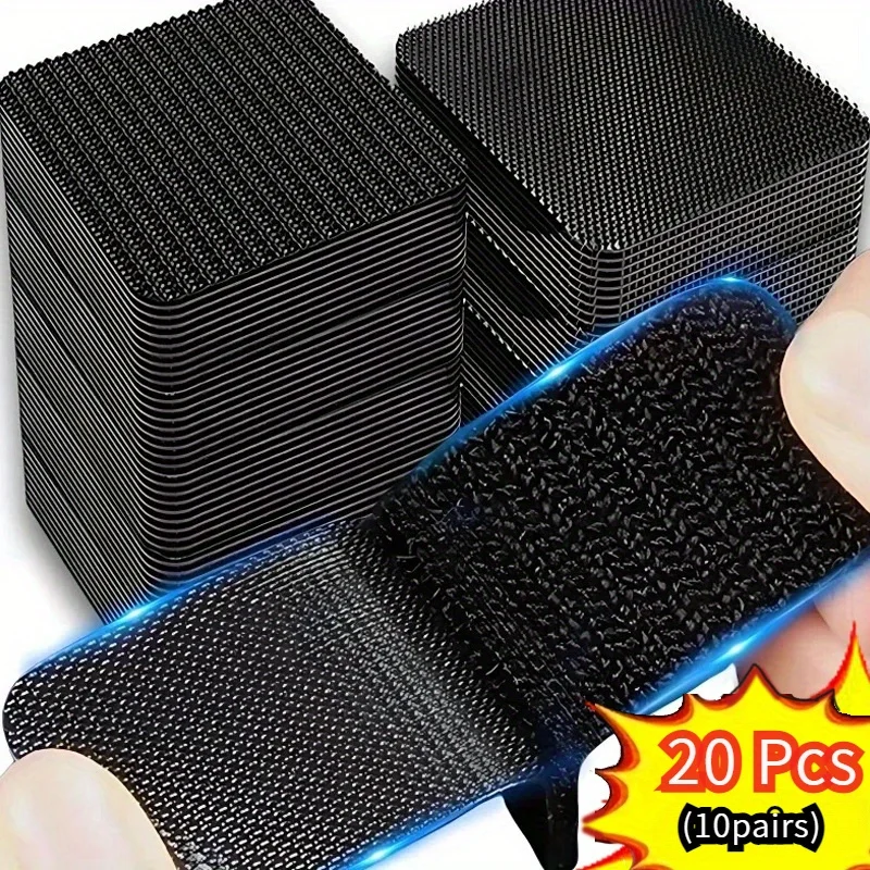 5×5cm Double‑Sided Hook and Loop Sticker, High Temp Resistant Anti‑Slip Fastener for Car Floor Mats, Household Use
